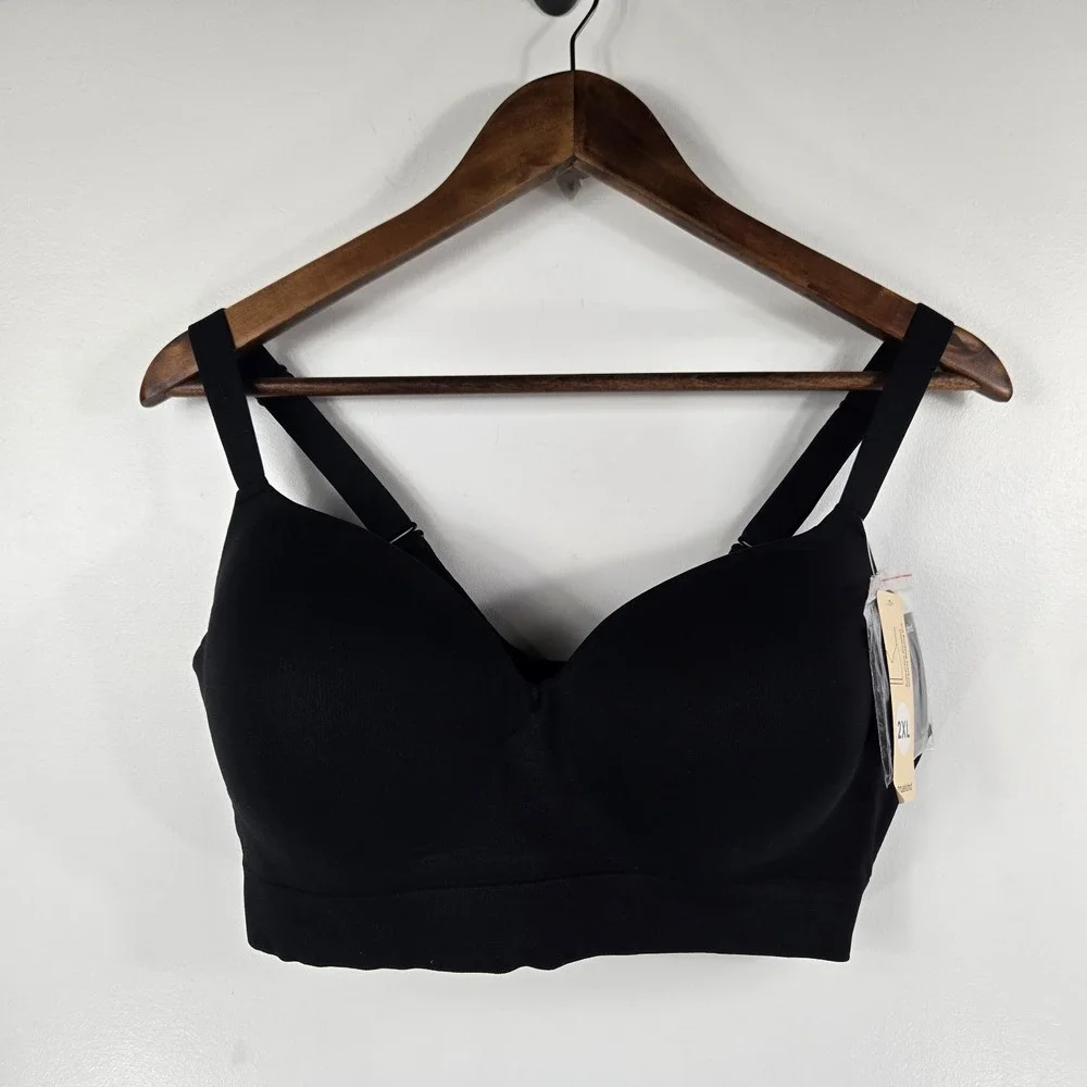 Truekind Women's Size 2XL Supportive Comfort Wireless Shaping Bra Black NWT - Picture 1 of 5